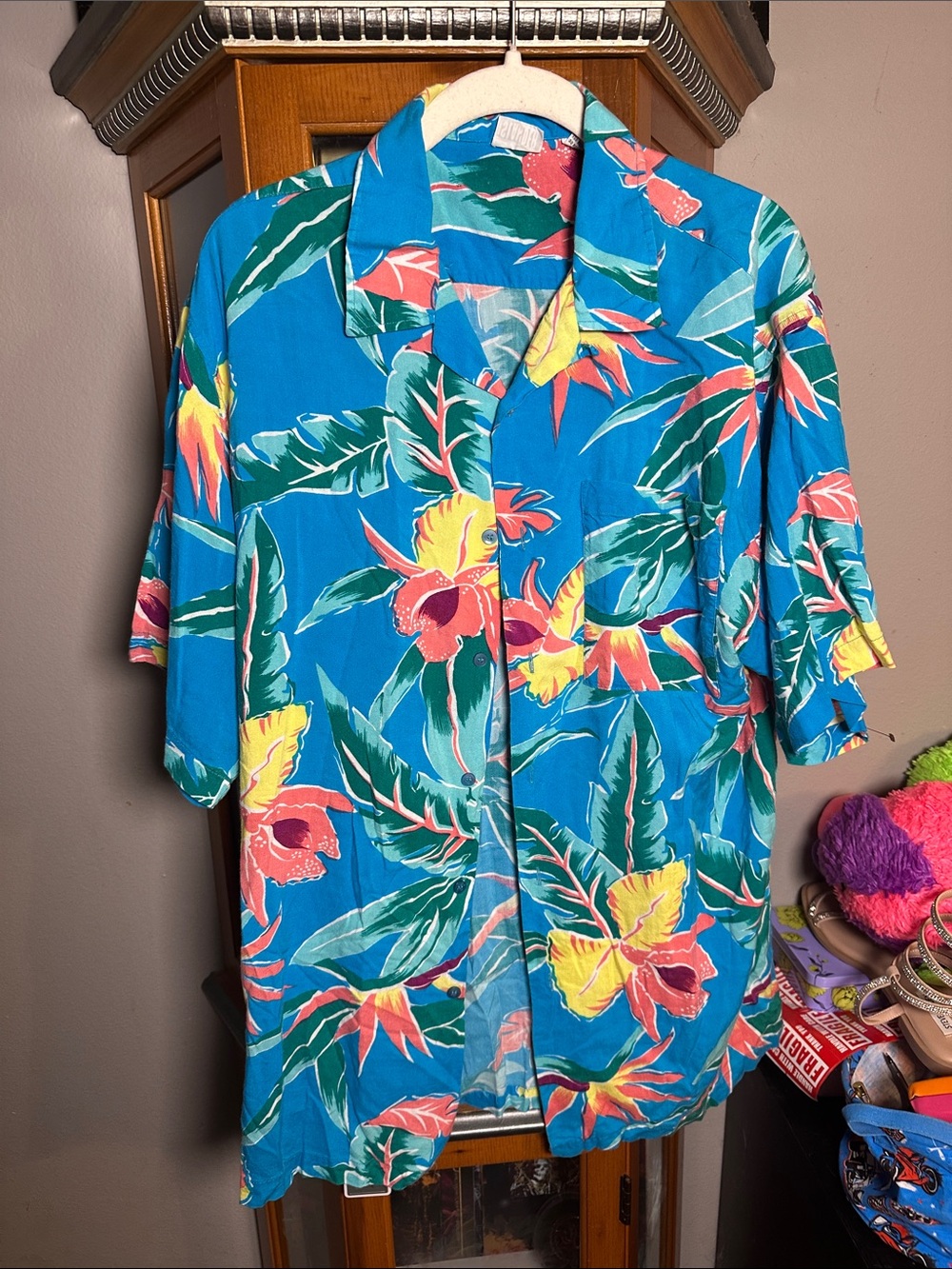 Islander Blue Tropical Floral Button-Up Shirt